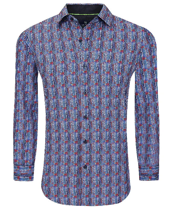 Men's distressed denim - look t - shirts with a rugged appealTom Baine Slim Fit Performance Long Sleeve Geometric Button Down Men's distressed denim - look t - shirts with a rugged appealTom Baine Slim Fit Performance Long Sleeve Geometric Button Down