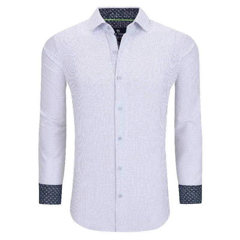 Men's eco - friendly recycled t - shirts for sustainable fashion choicesTom Baine Slim Fit Performance Long Sleeve Geometric Button Down Men's eco - friendly recycled t - shirts for sustainable fashion choicesTom Baine Slim Fit Performance Long Sleeve Geometric Button Down