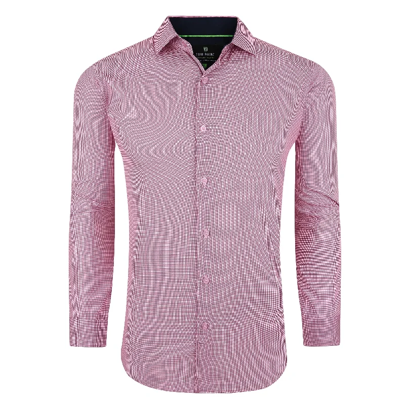 Men's smart - casual checkered t - shirts for semi - formal occasionsTom Baine Slim Fit Performance Long Sleeve Mini Plaid Button Down