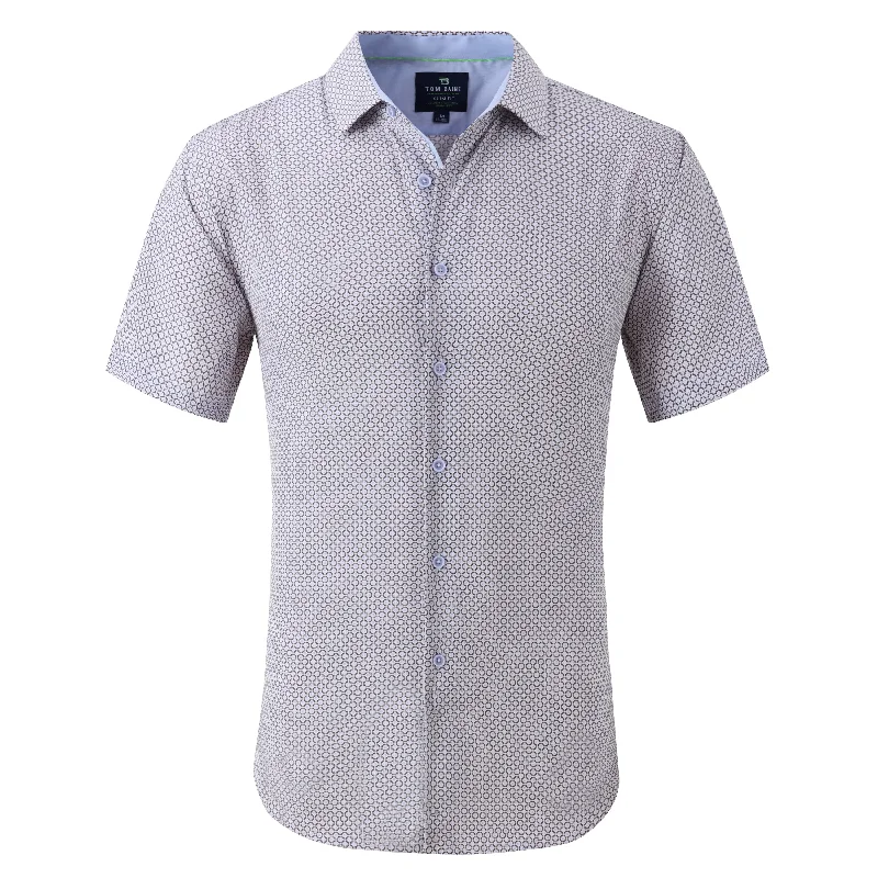 Men's polo t - shirts with a contrast collar for a preppy lookTom Baine Slim Fit Performance Short Sleeve Geometric Button Down Men's polo t - shirts with a contrast collar for a preppy lookTom Baine Slim Fit Performance Short Sleeve Geometric Button Down