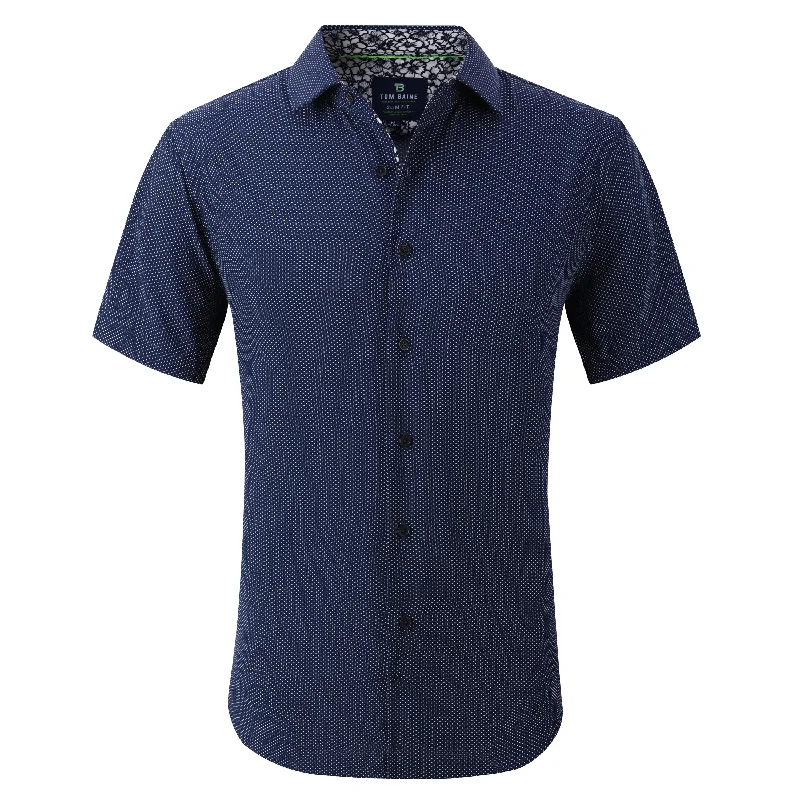 Men's ribbed t - shirts with a textured finish for added styleTom Baine Slim Fit Performance Short Sleeve Geometric Button Down Men's ribbed t - shirts with a textured finish for added styleTom Baine Slim Fit Performance Short Sleeve Geometric Button Down