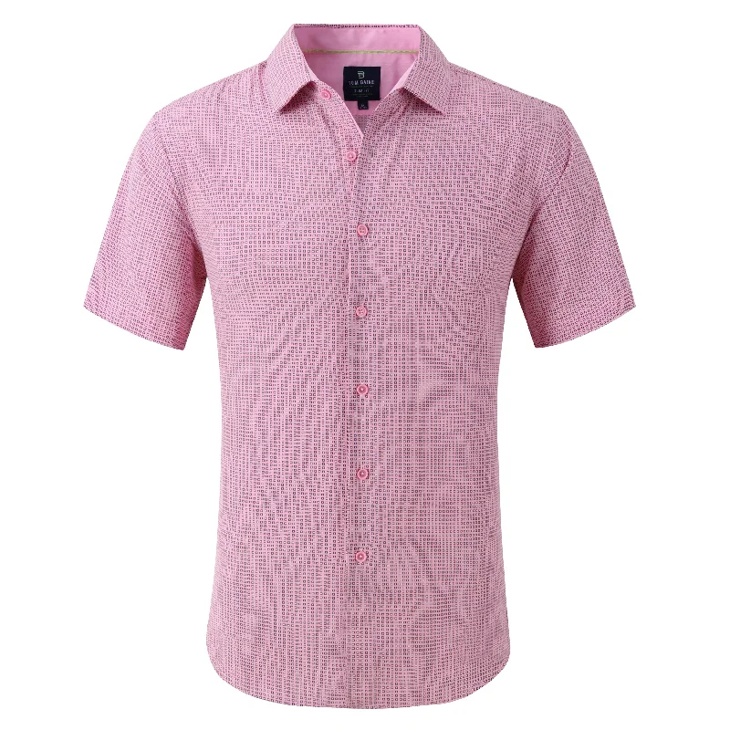Men's lightweight performance t - shirts for running marathonsTom Baine Slim Fit Performance Short Sleeve Geometric Button Down
