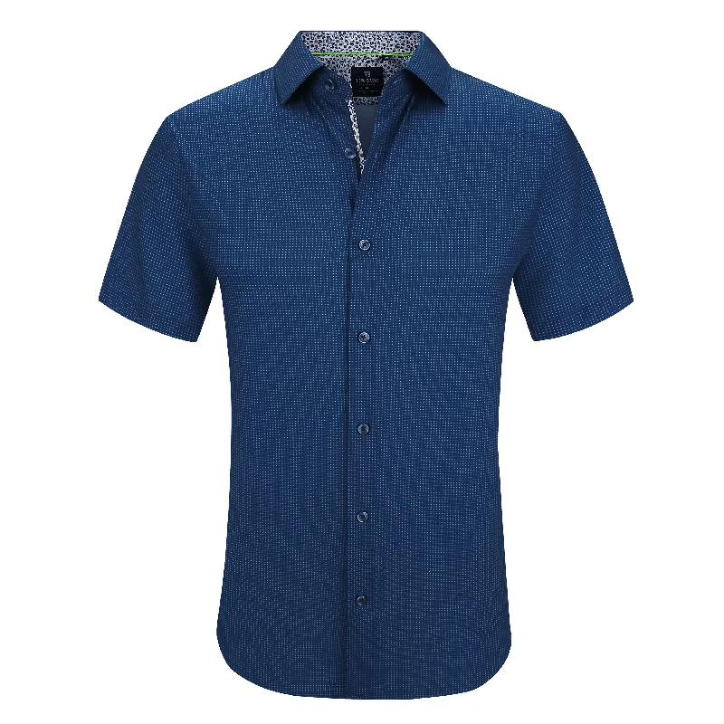 Men's mock - neck t - shirts with a modern and sleek styleTom Baine Slim Fit Short Sleeve Performance Stretch Button Down