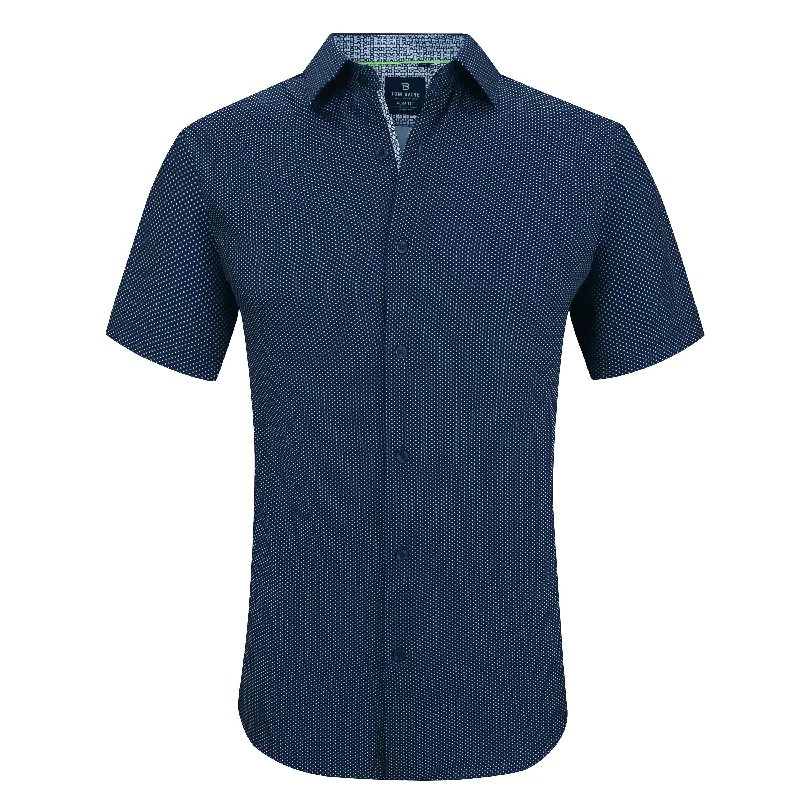 Men's printed Hawaiian t - shirts for tropical vacationsTom Baine Slim Fit Short Sleeve Performance Stretch Button Down