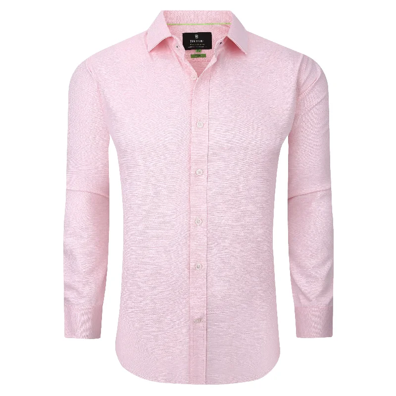 Men's plus - size pocket t - shirts with a classic lookTom Baine Solid Linen Feel Long Sleeve Button Down