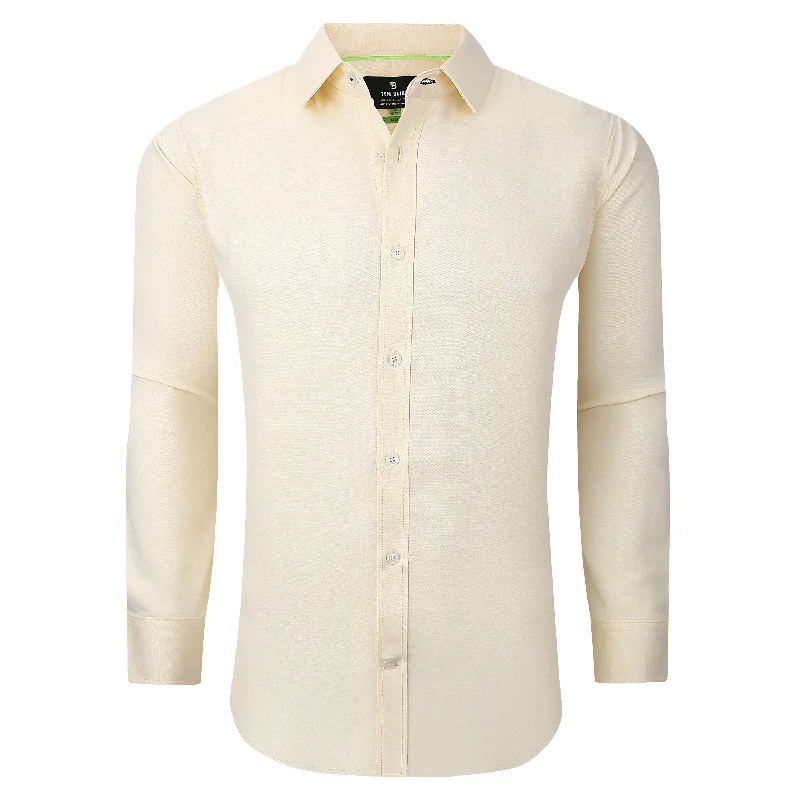 Men's mock - neck t - shirts with a modern and sleek styleTom Baine Solid Linen Feel Long Sleeve Button Down