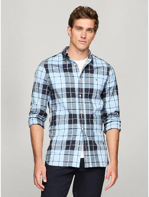 Men's printed Hawaiian t - shirts for tropical vacationsTommy Hilfiger Men's THFlex Plaid Slim Fit Poplin Shirt Men's printed Hawaiian t - shirts for tropical vacationsTommy Hilfiger Men's THFlex Plaid Slim Fit Poplin Shirt
