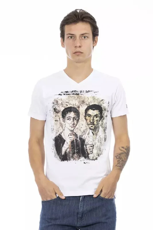 Men's lightweight performance t - shirts for running marathonsTrussardi Action Elegant V-Neck Designer Tee with Chic Front Men's Print Men's lightweight performance t - shirts for running marathonsTrussardi Action Elegant V-Neck Designer Tee with Chic Front Men's Print