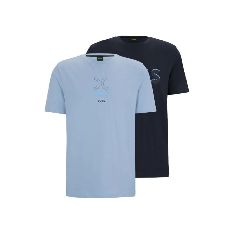 Men's eco - friendly recycled t - shirts for sustainable fashion choicesTwo-pack of stretch-cotton T-shirts with logo artwork Men's eco - friendly recycled t - shirts for sustainable fashion choicesTwo-pack of stretch-cotton T-shirts with logo artwork