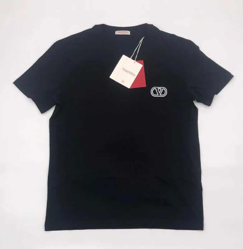Men's v - neck muscle t - shirts for a body - building aestheticValentino Vlogo Signature Patch T-Shirt - Black