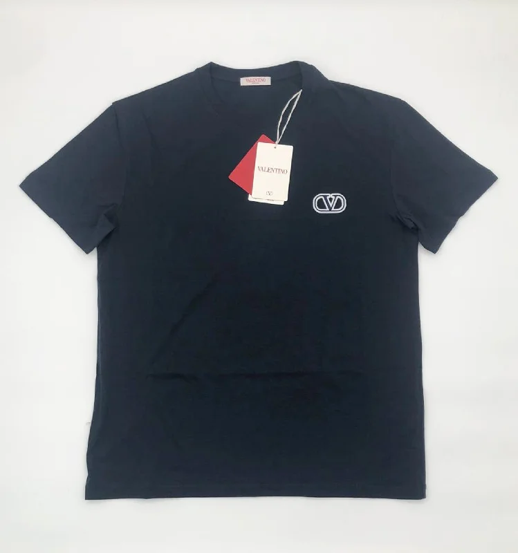 Men's mock - neck t - shirts with a modern and sleek styleValentino Vlogo Signature Patch T-Shirt - Navy Men's mock - neck t - shirts with a modern and sleek styleValentino Vlogo Signature Patch T-Shirt - Navy
