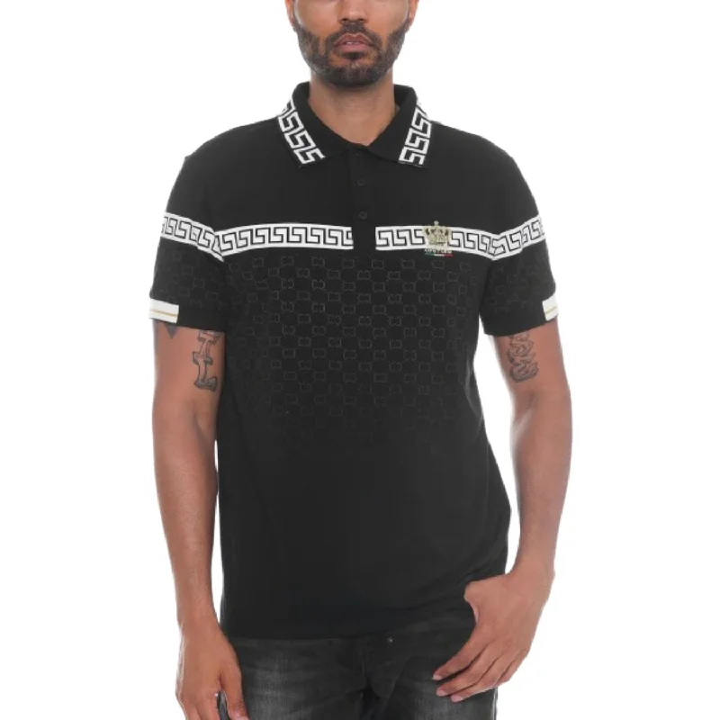 Men's slim - fit graphic t - shirts with vintage rock band printsVersion Couture Polo Button Down Shirt Men's slim - fit graphic t - shirts with vintage rock band printsVersion Couture Polo Button Down Shirt