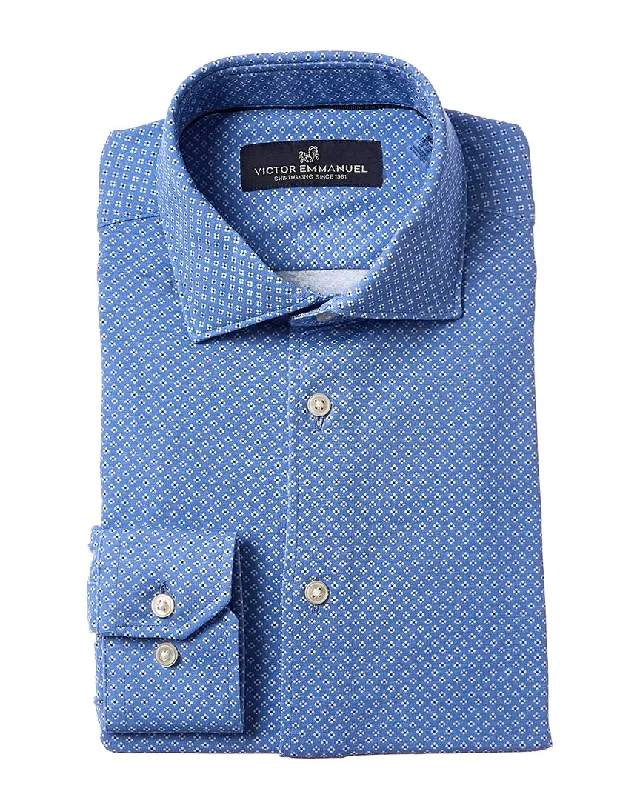 Men's organic cotton crew - neck t - shirts for everyday comfortVICTOR EMMANUEL Geo Printed Dress Shirt Men's organic cotton crew - neck t - shirts for everyday comfortVICTOR EMMANUEL Geo Printed Dress Shirt