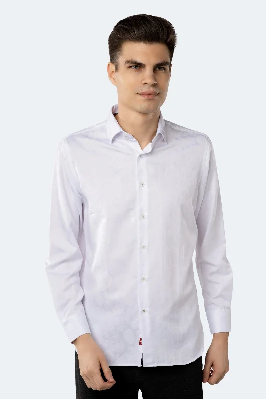 Men's eco - friendly recycled t - shirts for sustainable fashion choicesWhite on White Jacquard Skulls Shirt Men's eco - friendly recycled t - shirts for sustainable fashion choicesWhite on White Jacquard Skulls Shirt